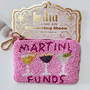 Wandering Moon Beaded Martini Funds Coin Pouch NWT